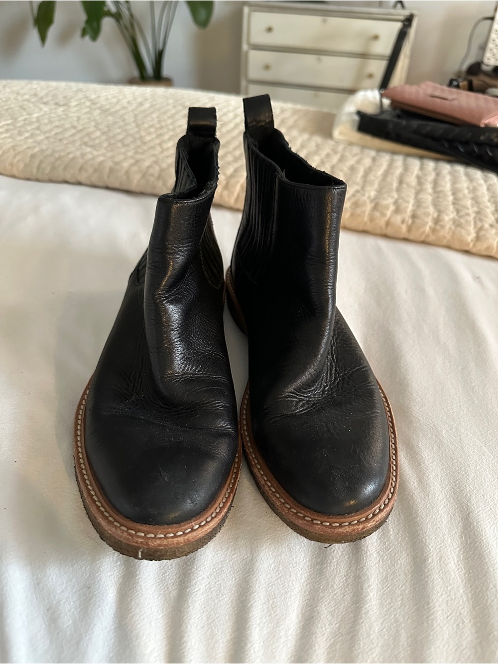 Black Bolkier Leather Chelsea Boot. Gum Sole